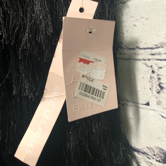 Avec Les Filles Metallic Fringe Black Cocktail Party Club Short Mini Dress - Picture 12 of 15